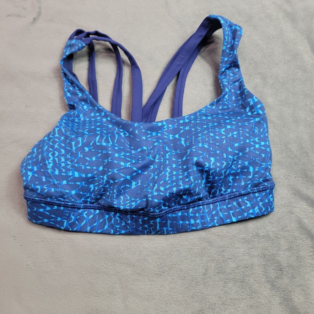 Lululemon Blue Patterned Strappy Sports Bra Size 4